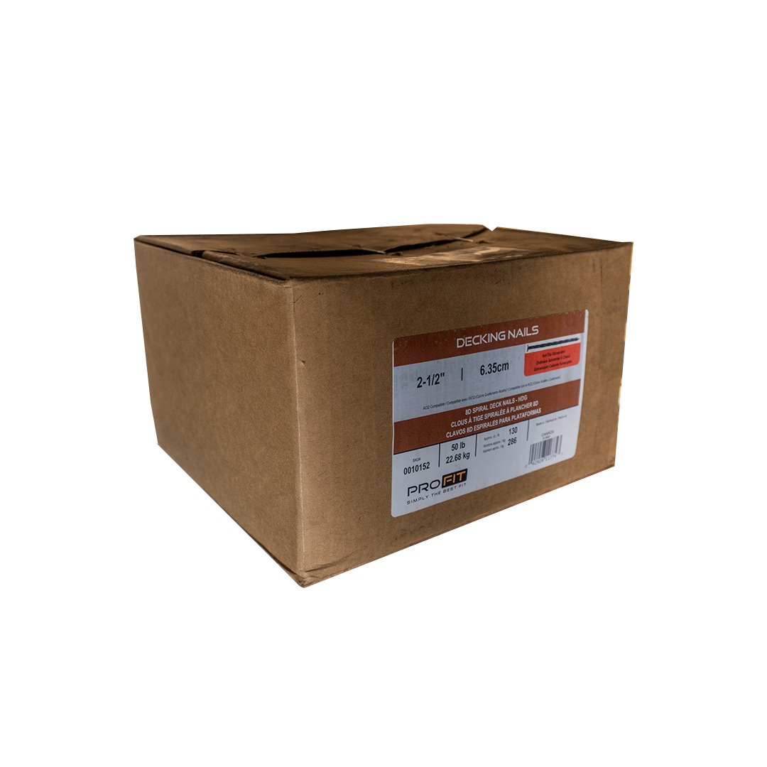 Pro-Fit 8D 2-1/2" Spiral Hot Dipped Galvanized Decking Nail box