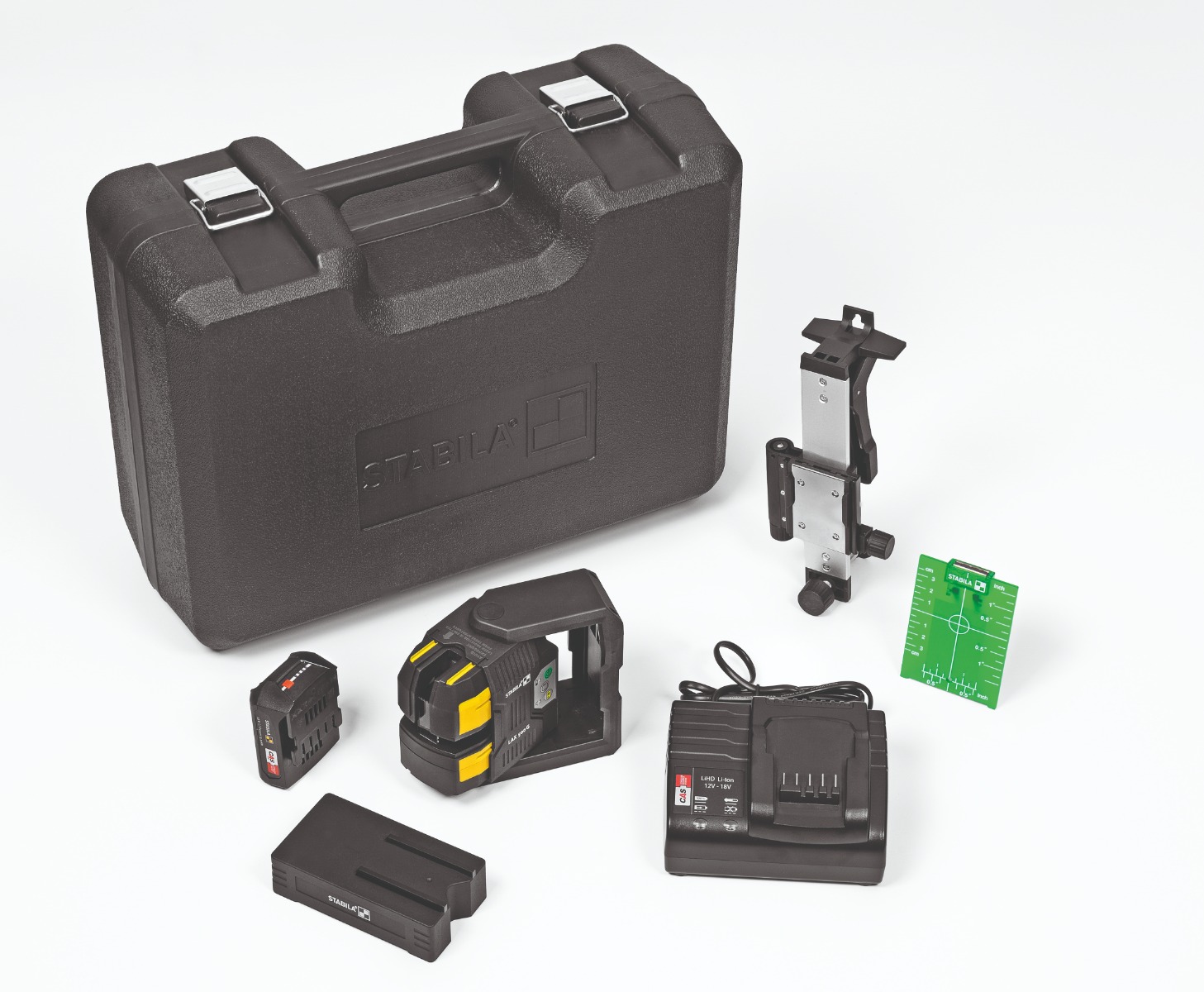 Stabila LAX 500 G Laser 7 piece kit with charger and battery