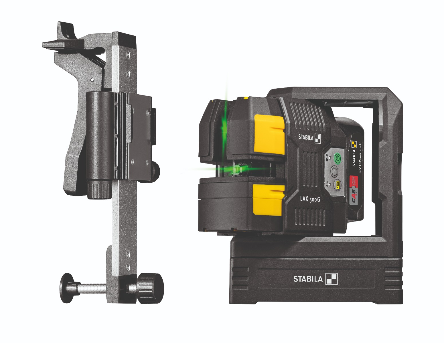 Stabila LAX 500 G Cross-Line & Plumb Dots Laser Kit, 7 Pieces with wall bracket