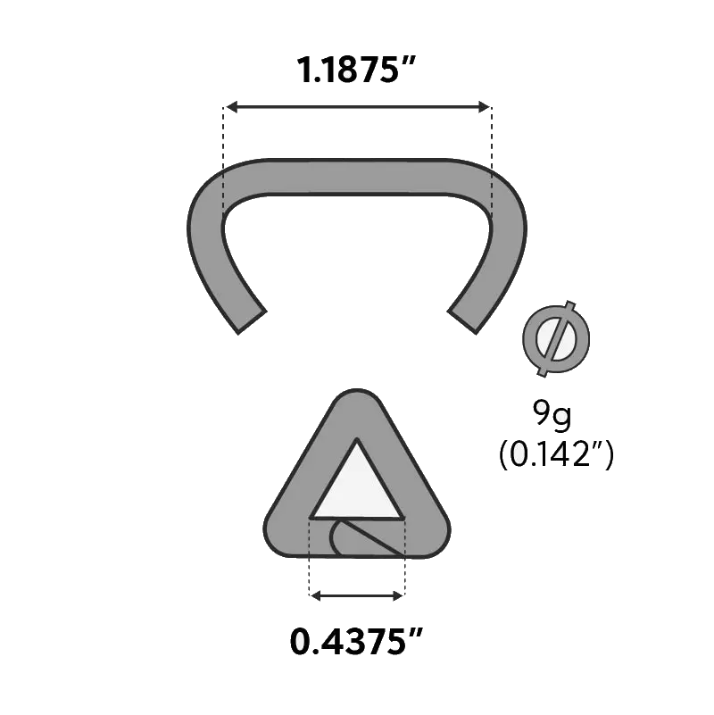 King Hughes 09DG25-F 9-Gauge 1-3/16" Galvanized D Ring Blunt Tip