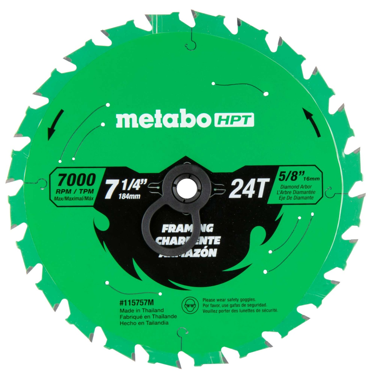 Metabo HPT 115757M Framing 7-1/4" 24-Tooth Saw Blade w/ Tungsten Carbide Tips