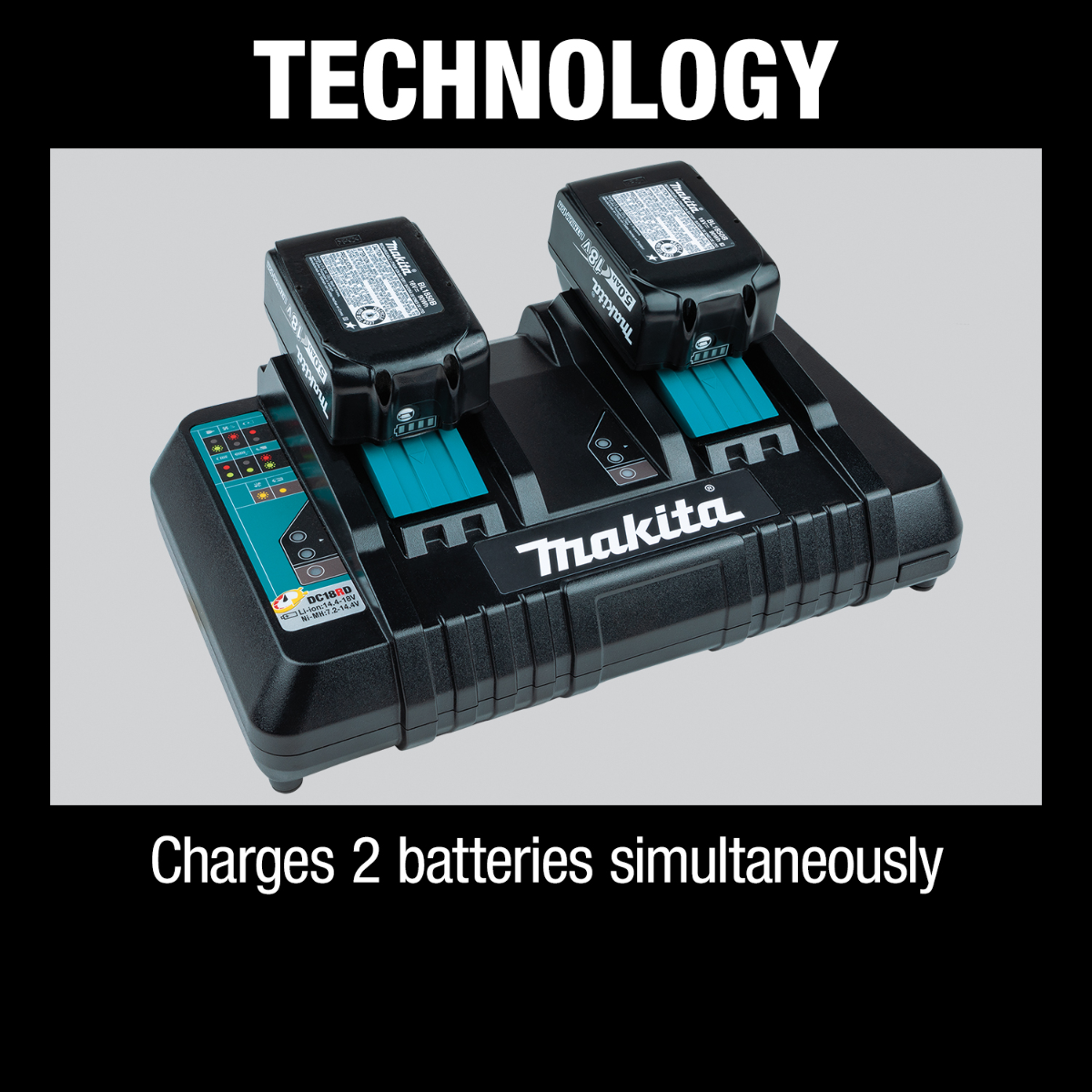 Makita DC18RD 18V Lithium-Ion Dual Port Rapid Optimum Charger technology