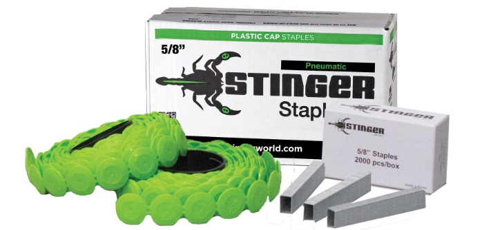 136360 3/8" Crown x 5/8" Leg Galv. Staples w/Plastic Caps