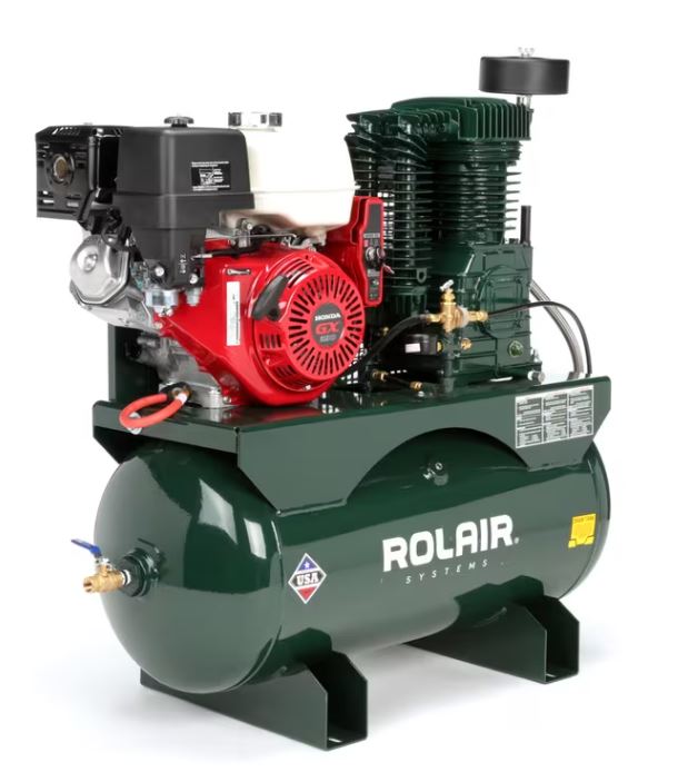 ROLAIR 13GR30HK30 13 HP Two-Stage Gas Powered Air Compressor w/ electric start honda engine