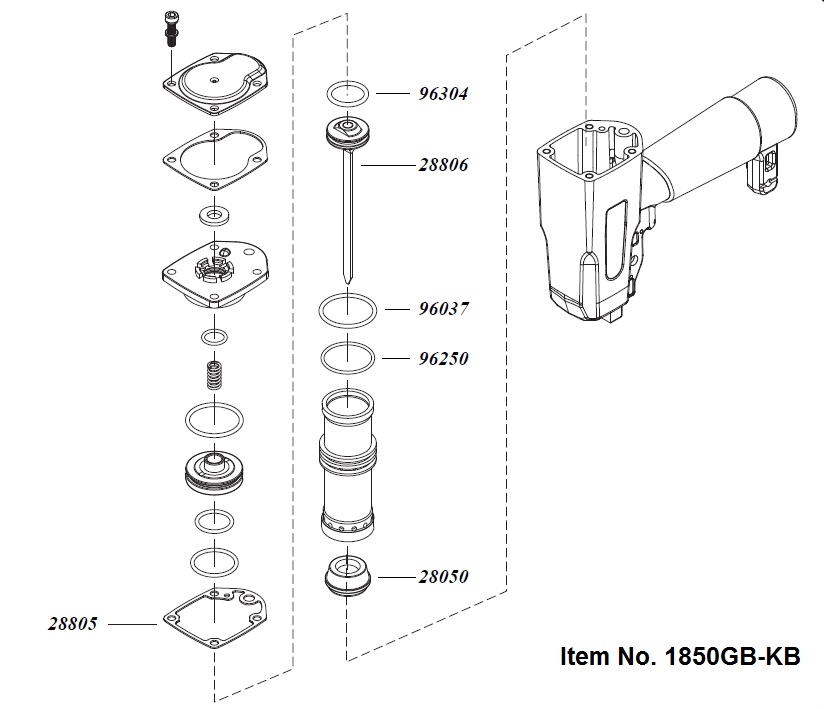 Grex 1850GB-KB Driver Maintenance Kit Diagram