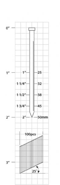A32 1-1/4" 18 Gauge Angled Brad Nail, Galvanized