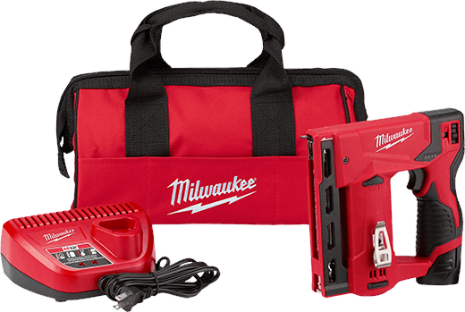 Milwaukee 2447-21 M12™ 3/8" Crown Stapler Kit, 1/4" to 9/16" full kit