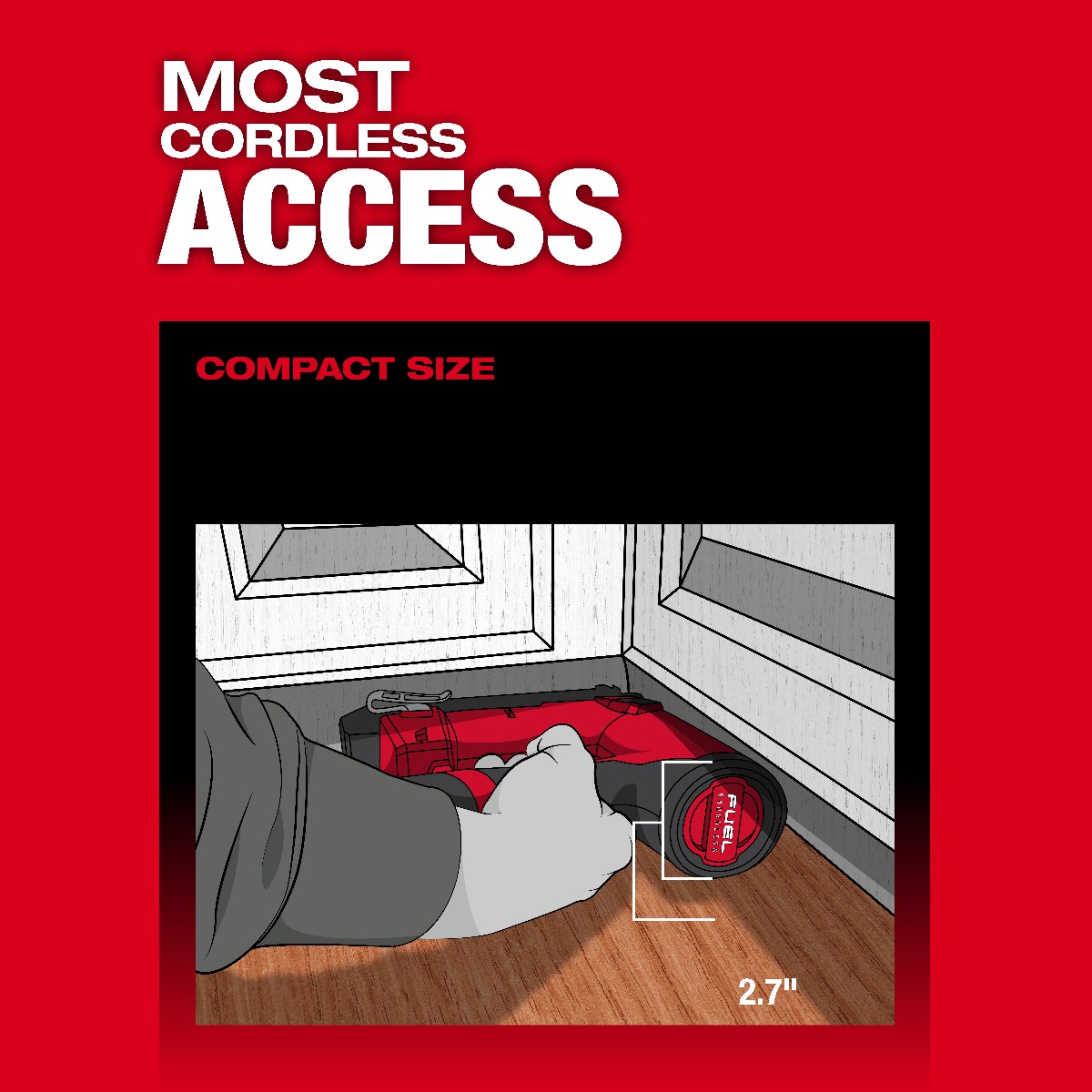 Milwaukee 2541-20 M12 18Ga Brad Nailer most access