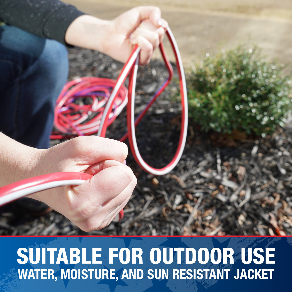 Southwire 2549SWUSA1100ft Red White & Blue Extension Cords with Lighted End outdoor use