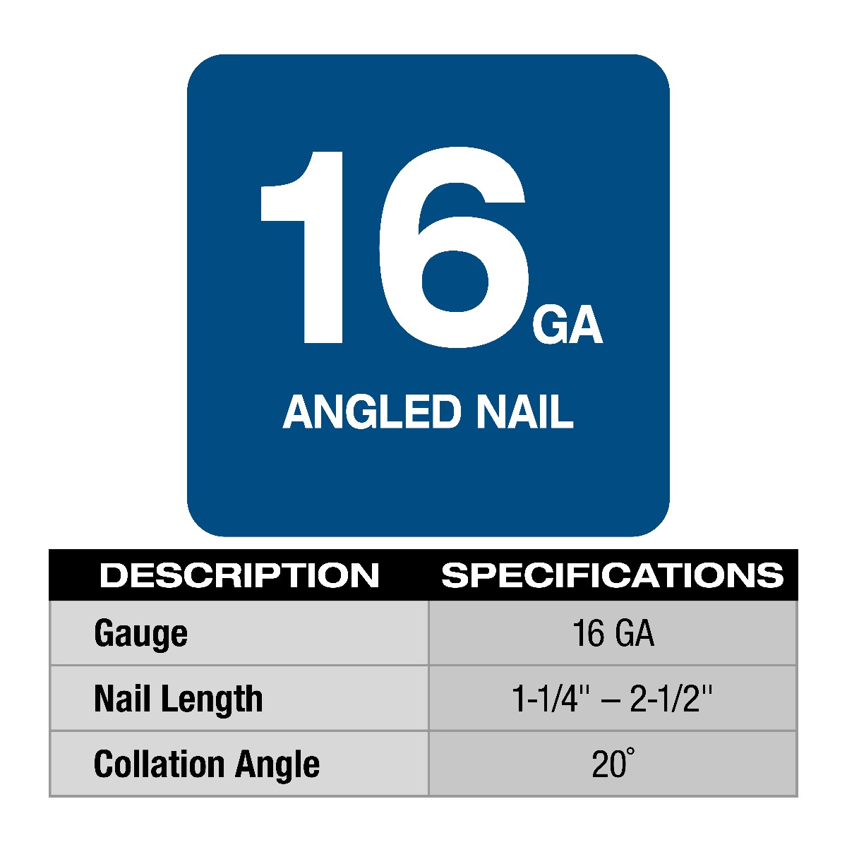Milwaukee 2841-21CT M18 Fuel 16 Gauge Angled Finish Nailer Kit, 3/4" to 2-1/2" nail specs