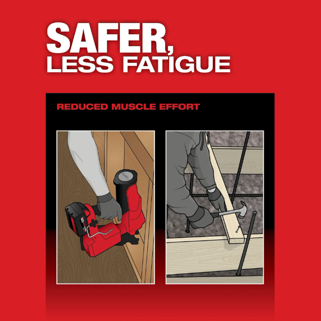 Milwaukee 2844-20 M18 Fuel Duplex Nailer less fatigue