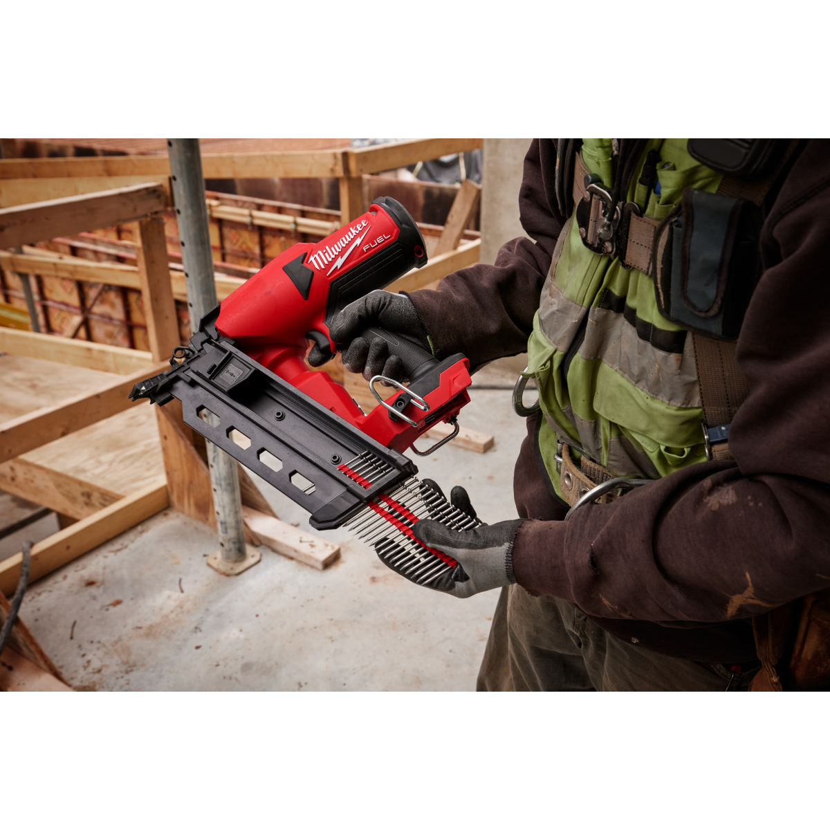 16D 3” x .131 Collated Duplex Nails in use jobsite