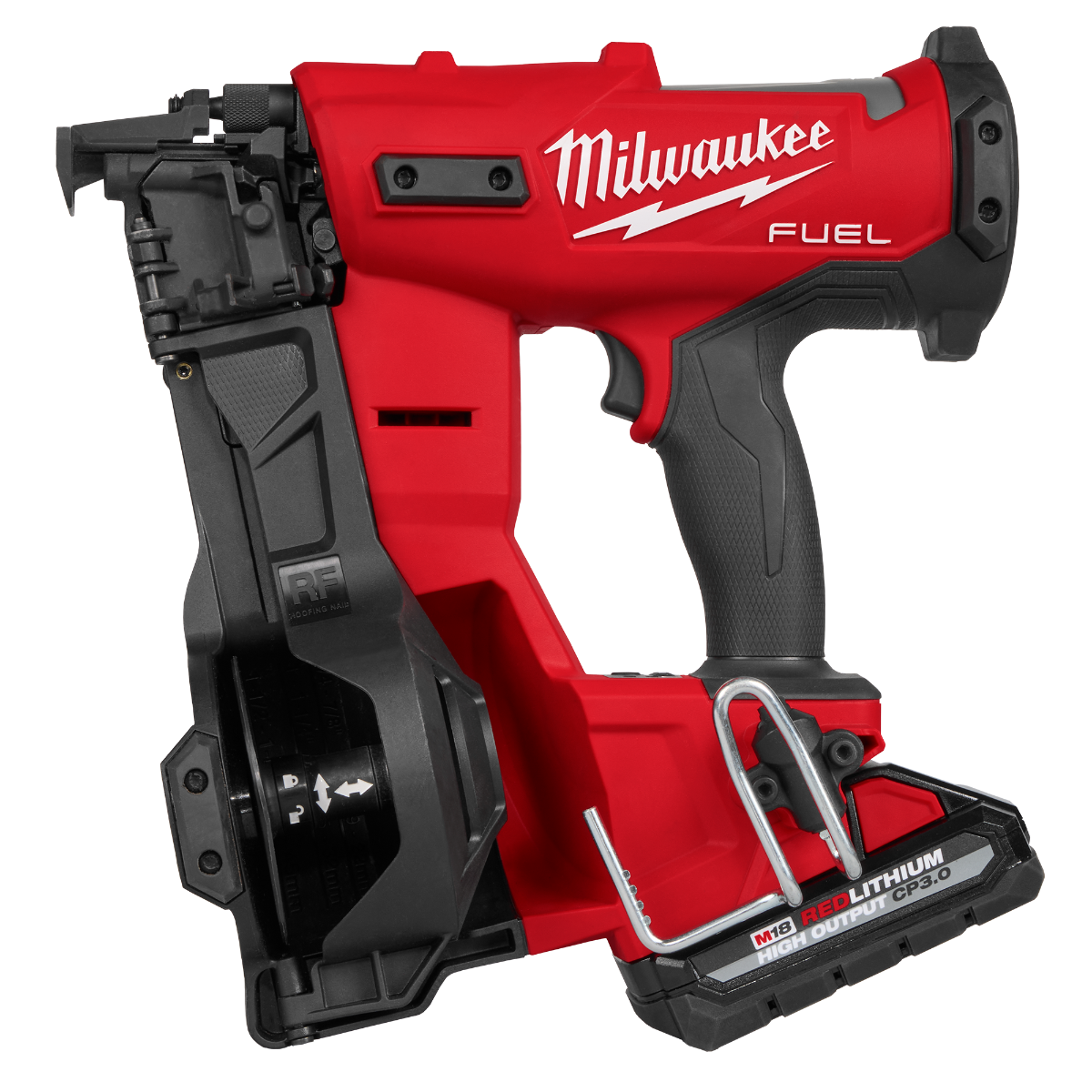 Milwaukee 2909-21 M18 Fuel Coil Roofing Nailer Kit tool with battery