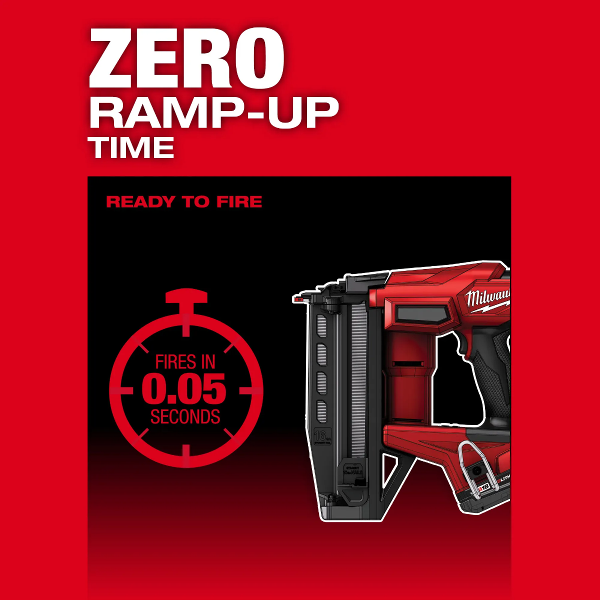 Milwaukee 3020-20 M18 Fuel 16 Gauge Straight Finish Nailer w/ Out Battery no ramp up time