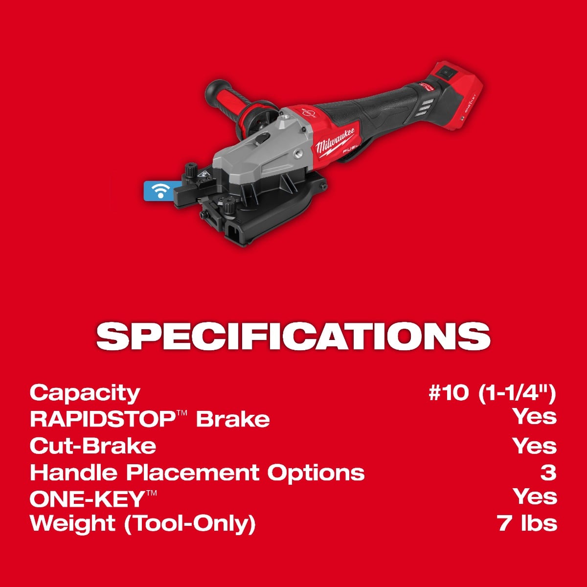 Milwaukee 3675-20 M18 #10 (1-1/4") Cordless Rebar Cutter specs