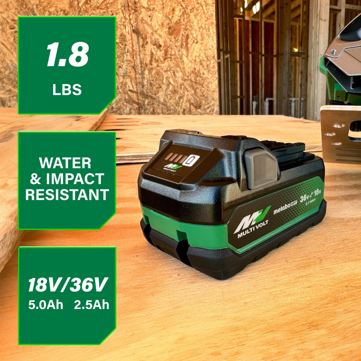 Metabo HPT BSL36A18X MultiVolt 36V/18V Li-Ion Battery features