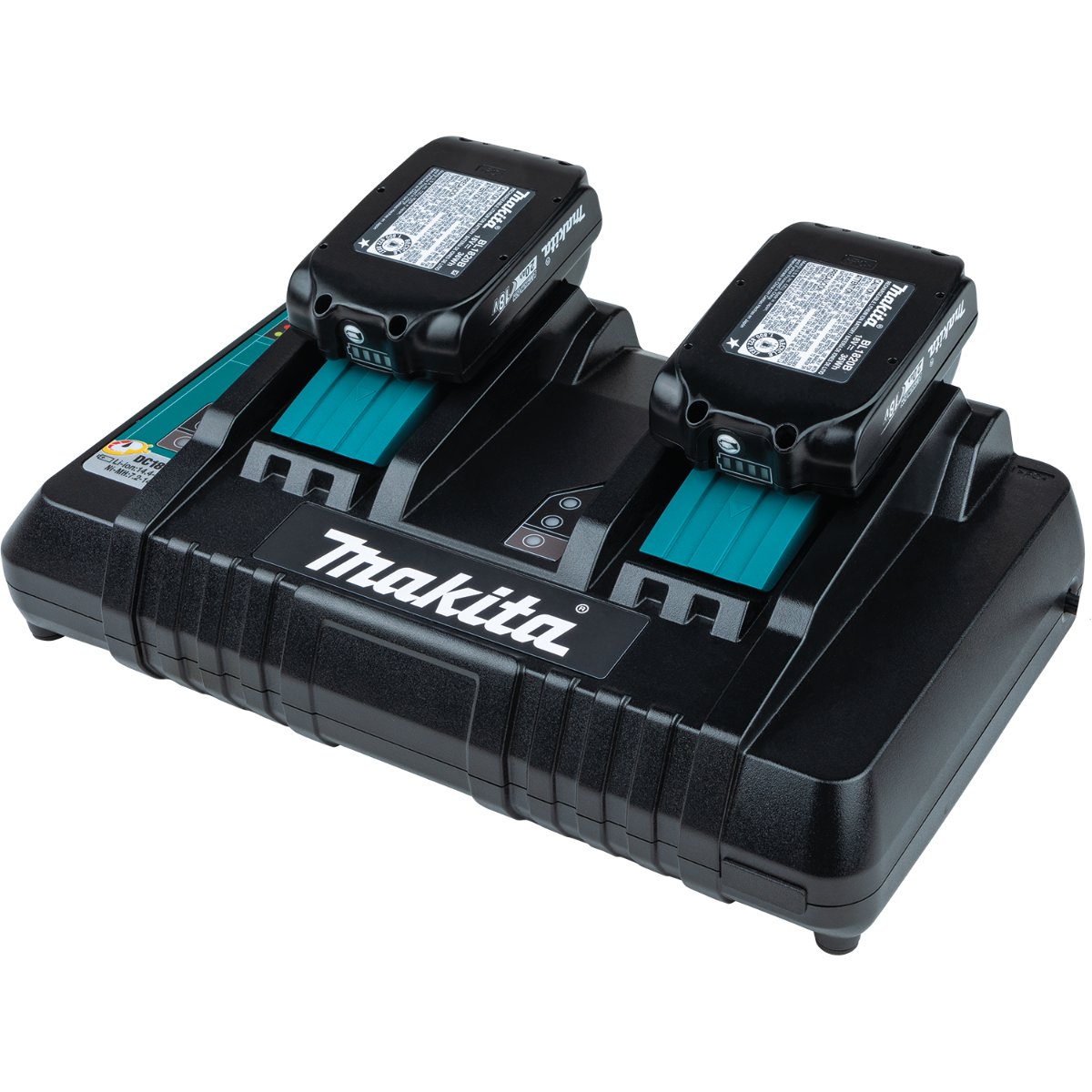 Makita DC18RD 18V Lithium-Ion Dual Port Rapid Optimum Charger in use