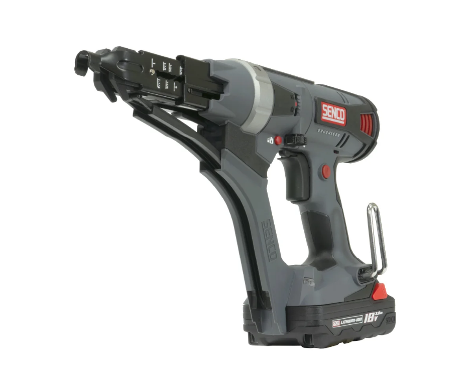Senco DS322-18V Auto-Feed Cordless Screw Gun, 1" to 3" front angled