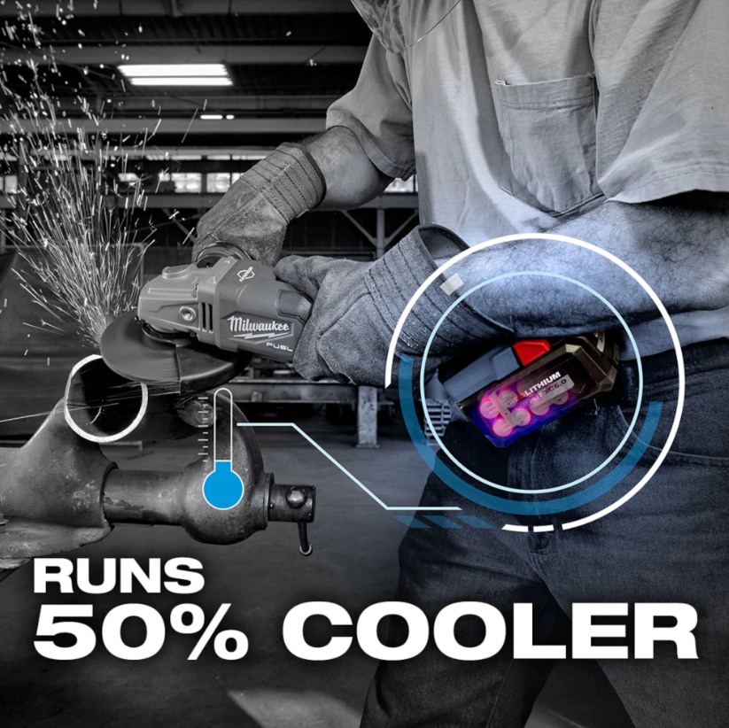 Milwaukee 48-11-1865 M18 REDLITHIUM HIGH OUTPUT XC6.0 Battery Pack runs 50% cooler