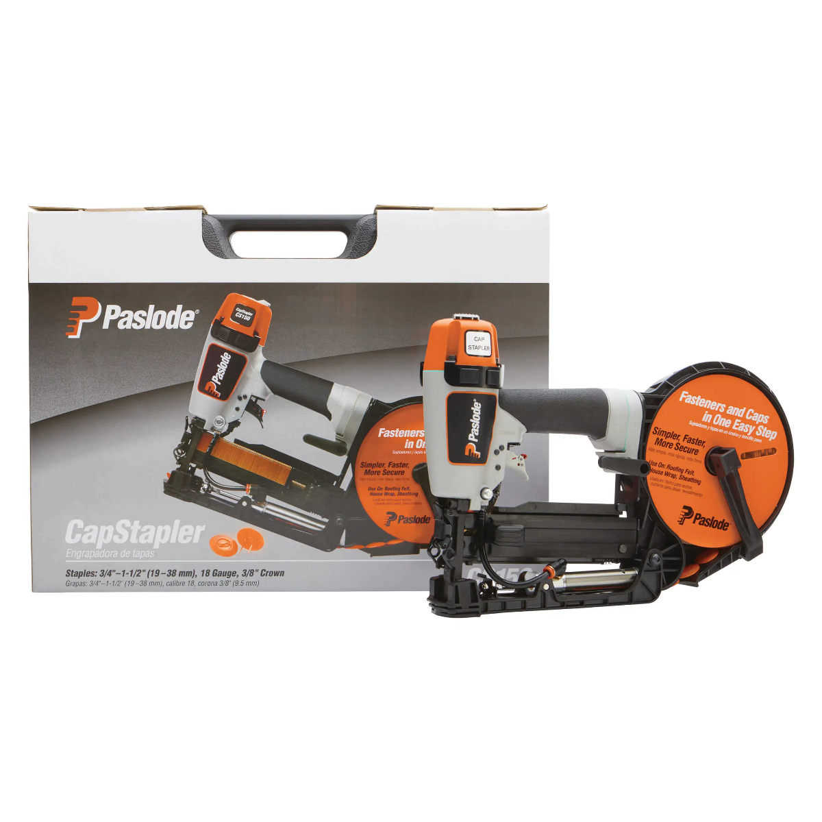 Paslode CS150 Pneumatic Cap Stapler box packaging