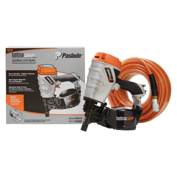 Paslode TetraGRIP PF237C Subfloor Fastening Nailer box and hose