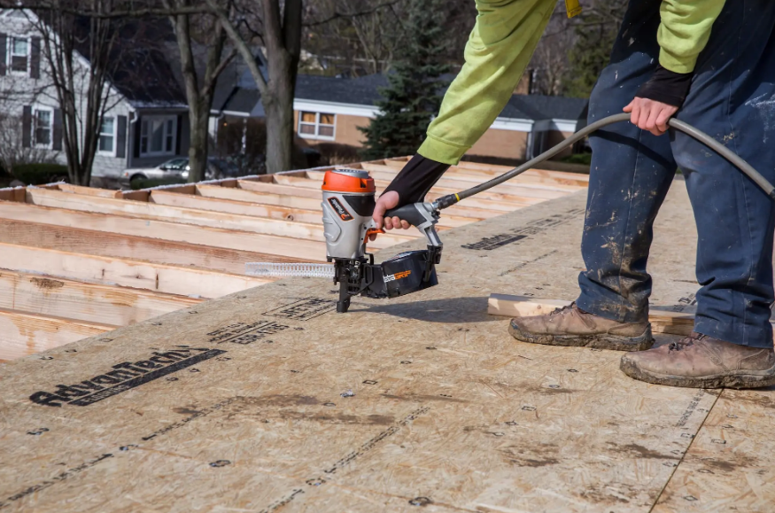 Paslode TetraGRIP PF237C Subfloor Fastening Nailer jobsite in use