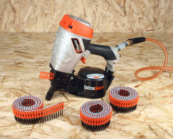 Paslode TetraGRIP PF237C Subfloor Fastening Nailer environmental with fasteners