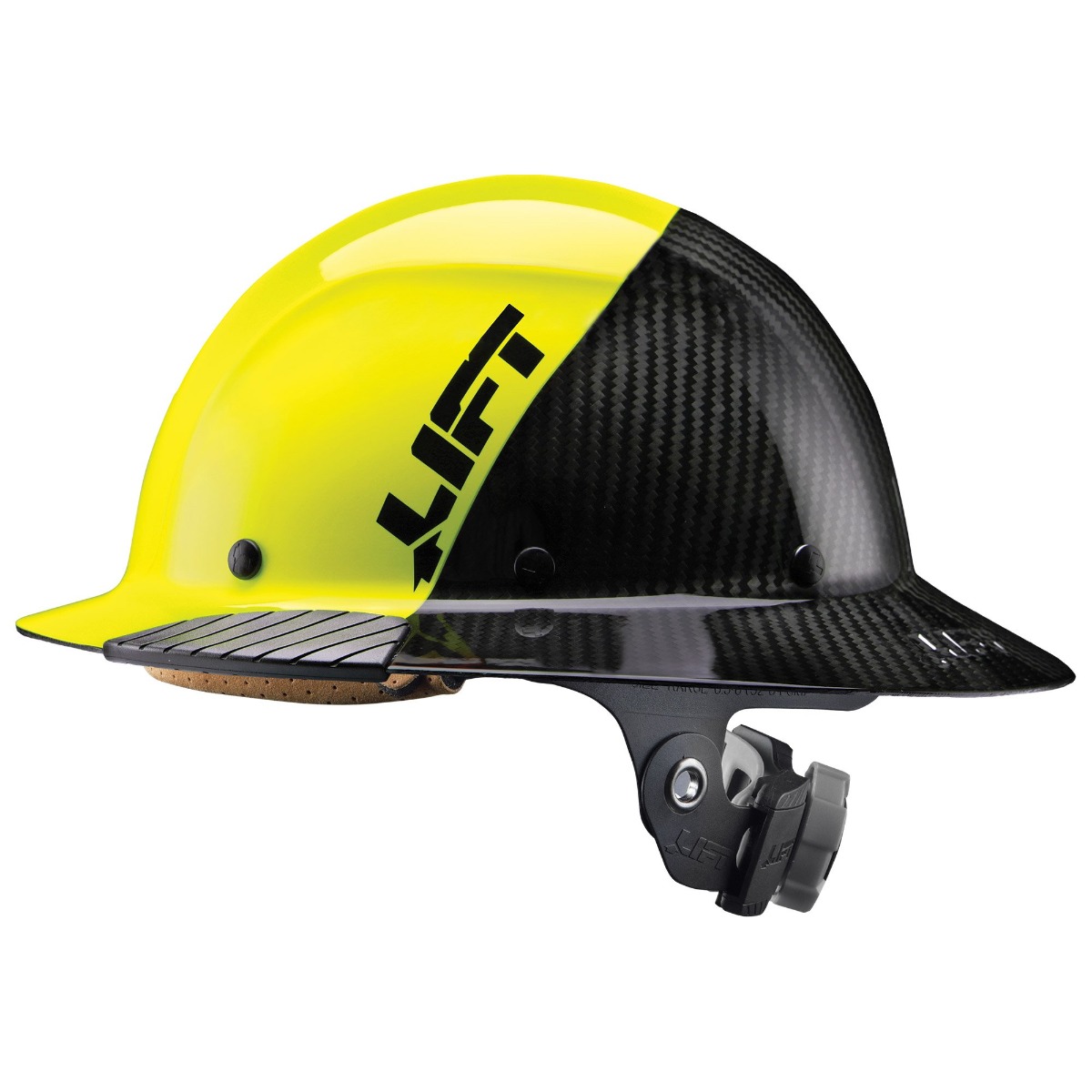 LIFT Safety HDF50C-19HC DAX Fifty50 Carbon Fiber Full Brim Yellow Hard Hat