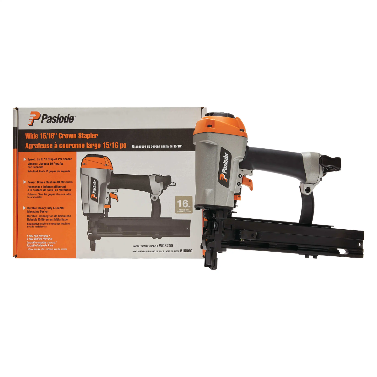 Paslode WCS200 16 Ga. Wide 15/16” Crown Pneumatic Stapler package