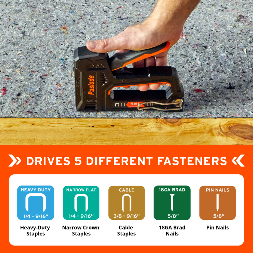 Paslode 516150 5-IN-1 Pro Manual Stapler different fasteners