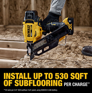 Dewalt DCN930B 20V MAX Cordless 30-Degree Framing Nailer (Bare Tool) 2" to 3-1/2" 530 square feet sublooring per charge