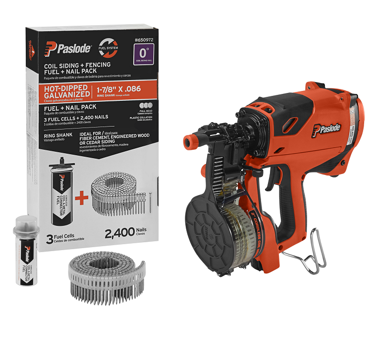 1-7/8" x .086 Galvanized Ring Shank Coil Fuel & Nail Pack with 919100 cordless coil nailer