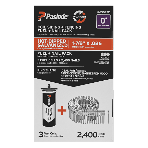 1-7/8" x .086 Galvanized Ring Shank Coil Fuel & Nail Pack box package