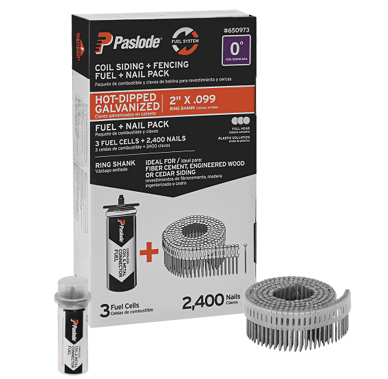 Paslode 2" x .099 Galvanized Ring Shank Coil Fuel & Nail Pack