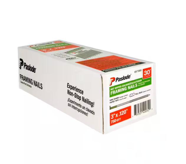 Paslode 657385 3" x .120 Ring Hot Dip Galvanized Plus retail pack