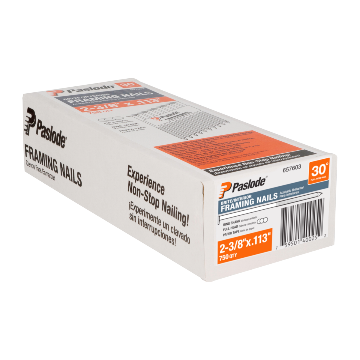 Paslode 657603 2-3/8" x .113 Ring Brite RounDrive Nail Handy Pack - 750ct