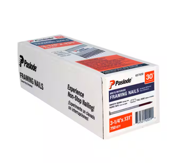 Paslode 657839 3-1/4" x .131 Smooth Brite RounDrive Nail Handy Pack - 750ct