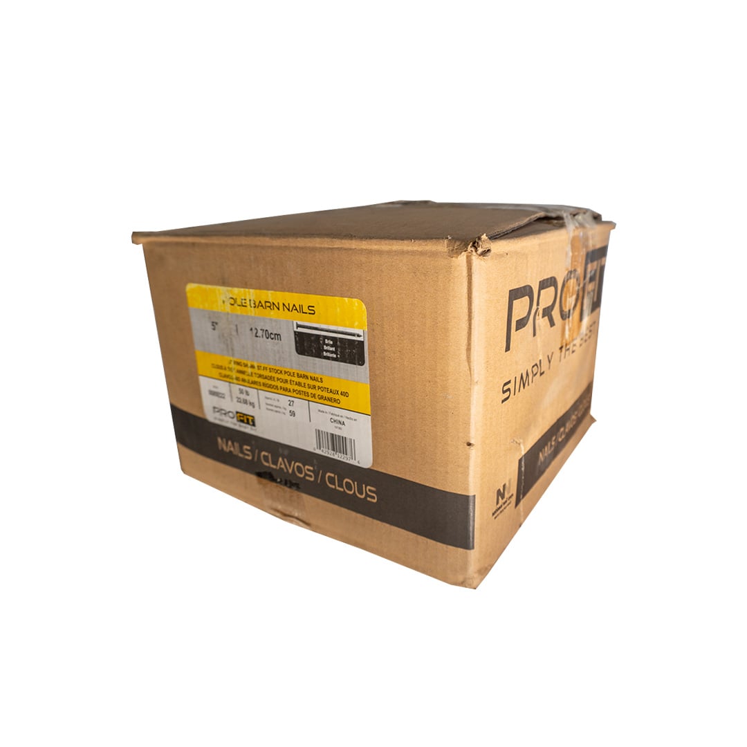 Pro-Fit 40D 5" Ring Brite Stiff Stock Pole Barn Nail 50lb box