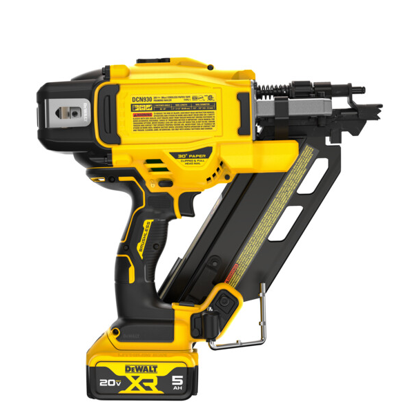 Dewalt DCN930P1 20V MAX Cordless 30-Degree Framing Nailer Kit, 2" to 3-1/2" paper tape strip collated nails