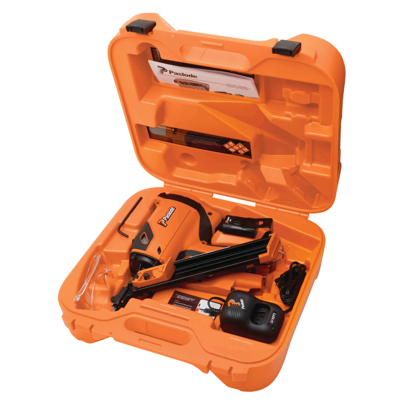 Paslode CF150-PP Cordless Positive Placement Metal Connector Nailer, 1-1/2" case contents