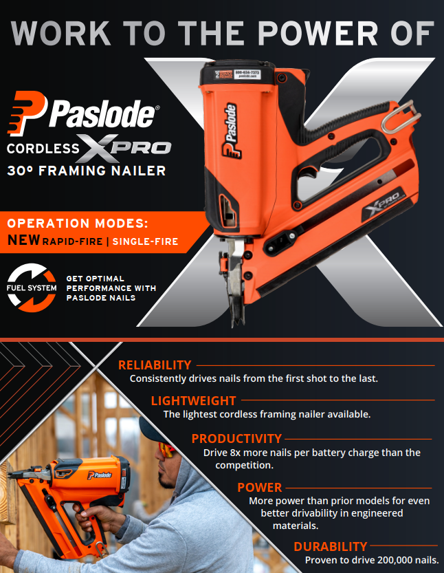 Paslode CF325XPRO24 Cordless XPro 30-Degree Framing Nailer 906800 flyer 