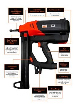 Simpson Strong-Tie G3 Gas-Actuated Fastening Tool Kit chart