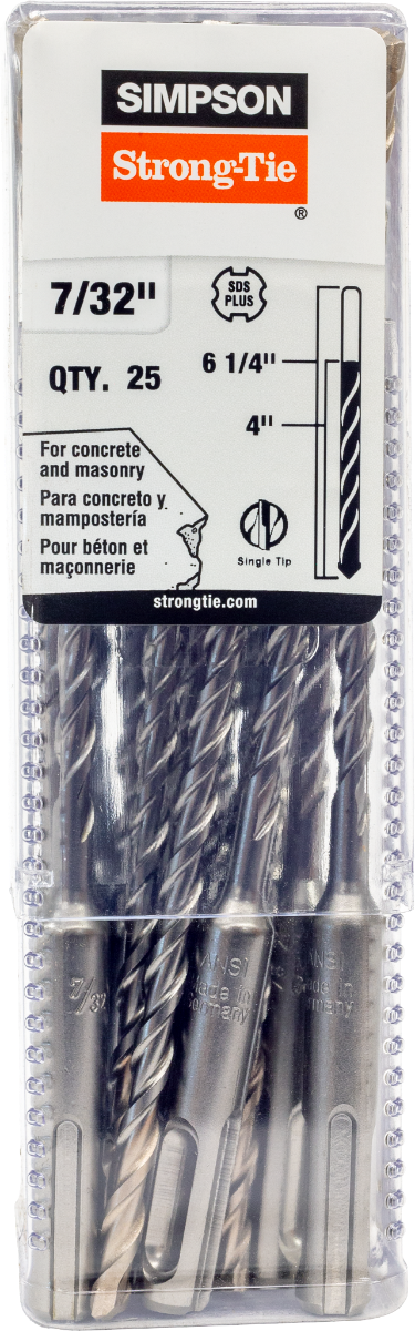 7/32” x 6-¼” Simpson Strong-Tie MDPL02106-R25 SDS-plus Drill Bits