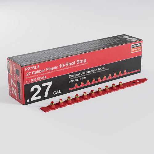 Red (Level 5) Simpson Strong-Tie P27SL5 P27SL 0.27-Caliber Plastic, 10-Shot Strip Loads 100 count box