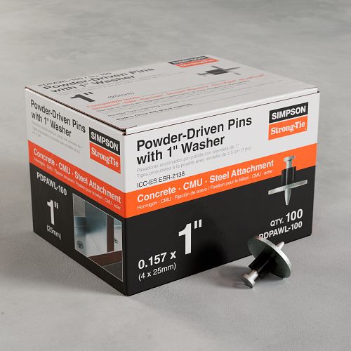 0.157” x 1” Simpson Strong-Tie PDPAWL-100 PDPAWL Powder-Driven Pin with 1" Washer package