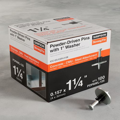0.157” x 1-1/4” Simpson Strong-Tie PDPAWL-125 PDPAWL Powder-Driven Pin with 1" Washer box
