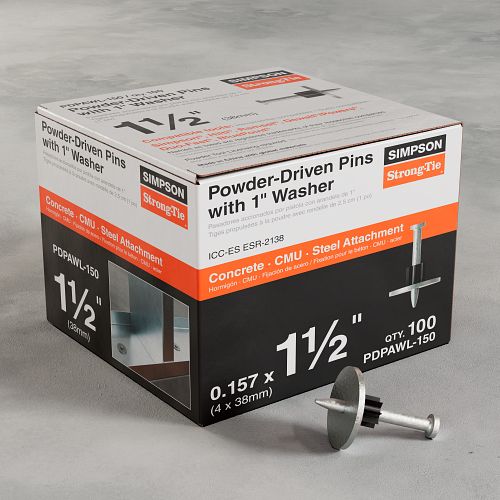 0.157” x 1-1/2” Simpson Strong-Tie PDPAWL-150 PDPAWL Powder-Driven Pin with 1" Washer box