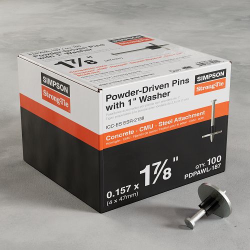 0.157” x 1-7/8” Simpson Strong-Tie PDPAWL-187 PDPAWL Powder-Driven Pin with 1" Washer box