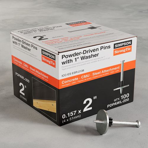 0.157” x 2” Simpson Strong-Tie PDPAWL-200 PDPAWL Powder-Driven Pin with 1" Washer box