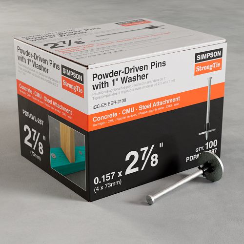 0.157” x 2-7/8” Simpson Strong-Tie PDPAWL Powder-Driven Pin with 1" Washer box